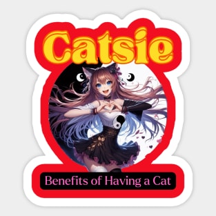 Kawaii, Anime Girl, Benefits Of Having a Cat | Catsie Cat Sticker